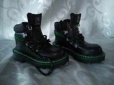 CHAUSSURES GRUNG GOTHIQUE BRAKO NOIR VERT ÉCOLOGIQUE VINTAGE 35,5 36 RARE - Photo 1/4