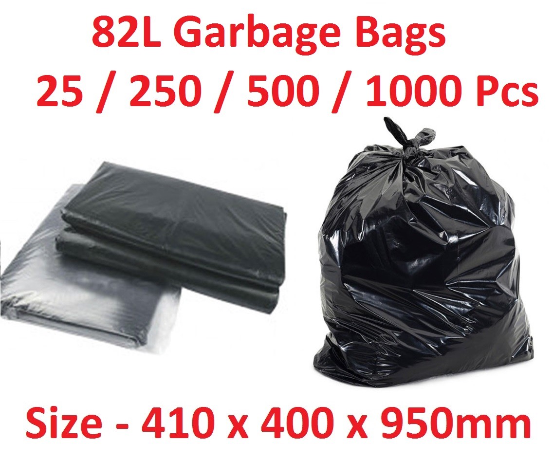 82L Garbage Bag 200 Pcs Extra Heavy Duty Black Bin Liner