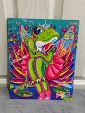 New Vintage Lisa Frank Trends 3 Ring Binder Folder Frog Ballerina Princess Crown