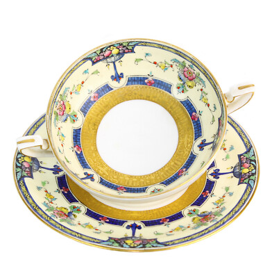 Royal Worcester ORLANDO Cream Soup & Saucer Handpainted 1930's RN no. 716134