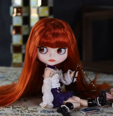 Blythe Doll Matte Face Joint Body Soft Red Hair Eyebrows Puppet Toys Eye 4 Color