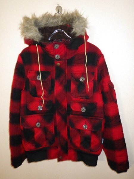 z3449GERRYjelly   Plaid Filling     Hoodie Zip Jacket   Size M  Outdoor   Supe