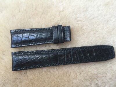 21mm/18mm Black Alligator Crocodile Embossed Leather Watch Strap Band