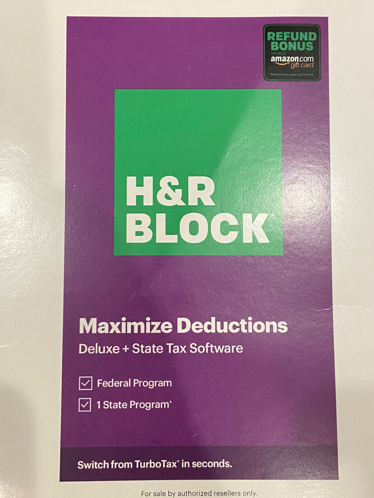 H&R Block Tax Software 2020 Deluxe Federal State w/Bonus 1336608-20 735290107039