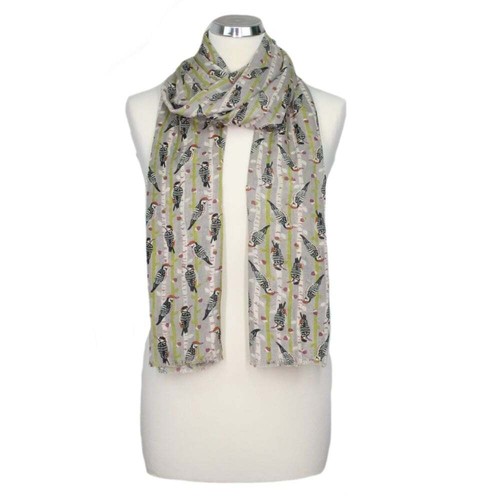 Woodpecker Bird Print Scarf 70x180cm Choice of Colours, From Peony Accessories - Picture 10 of 11
