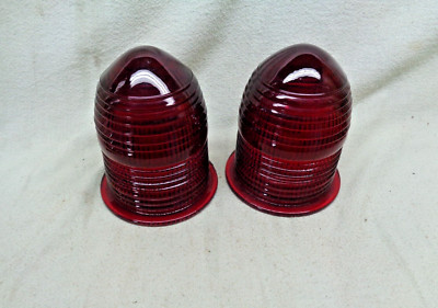 2 Vintage Red Lamp shade or Light Cavers 6 1/2''H x 5 1/2''D