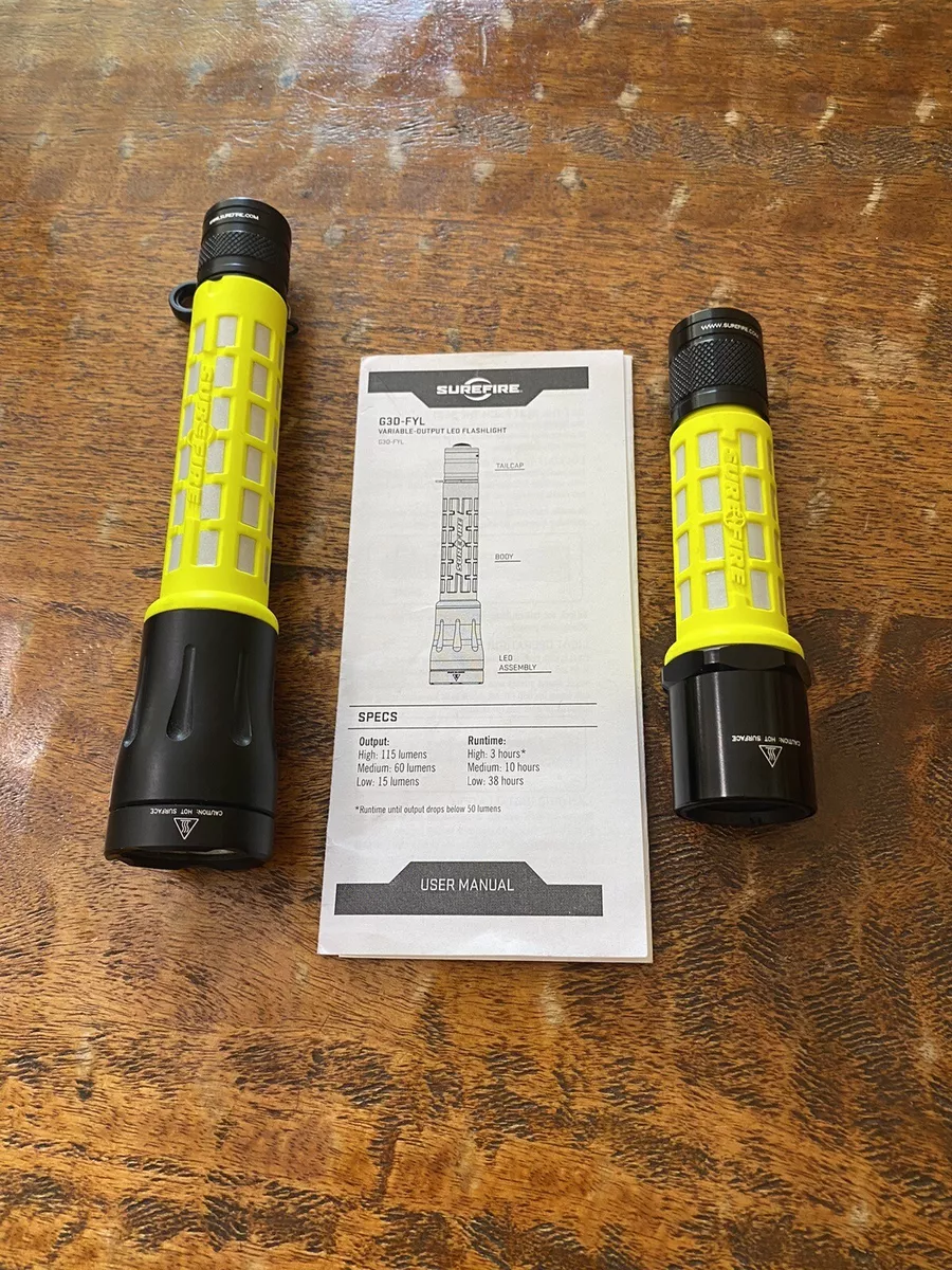 Surefire G3D FYL G2 LED Nitrolon Fluorescent Fire Rescue LED Flashlight Set