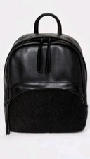 Women's Faux Leather and Faux Fur MINI Backpack  Mossimo Supply Co Black 
