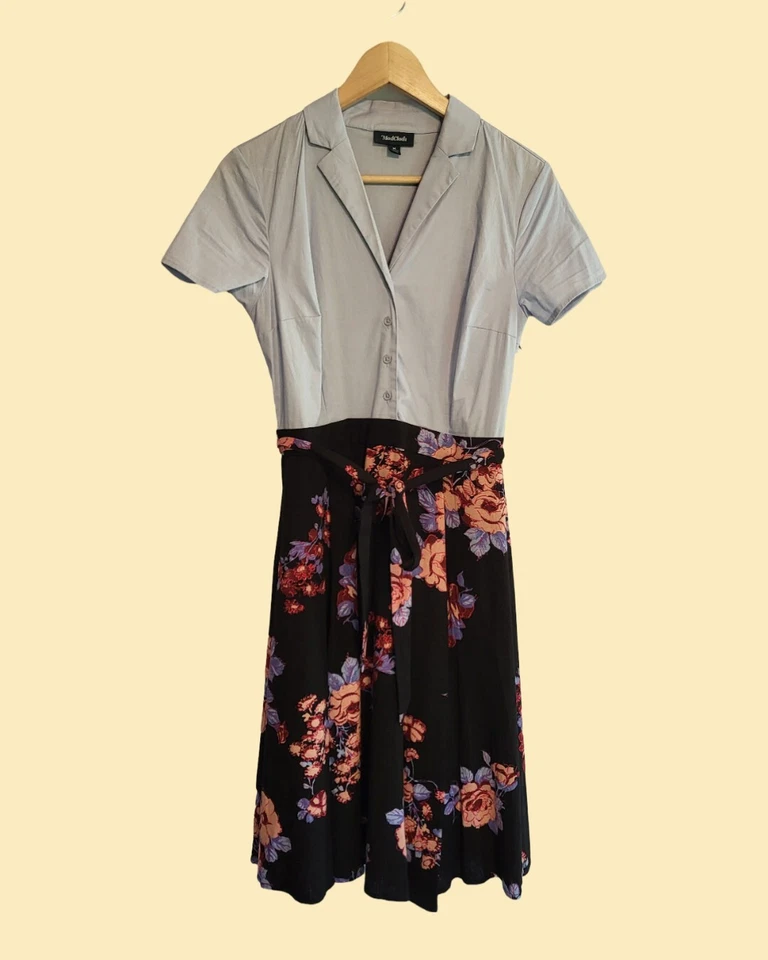 50s Style Retro Swing Dress Fit & Flare Floral Collar Audreycore Sz S ☆Modcloth☆ - Image 2 of 4