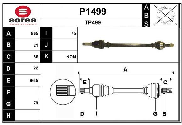 Cardan avant SNRA P1499 pour Citroën C3 II et DS3 décapotable transmission gauche