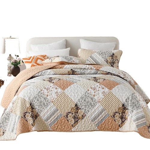 Chenille Patchwork Bedspread Full/Queen - Jewel Tone Cotton Trellis Pattern