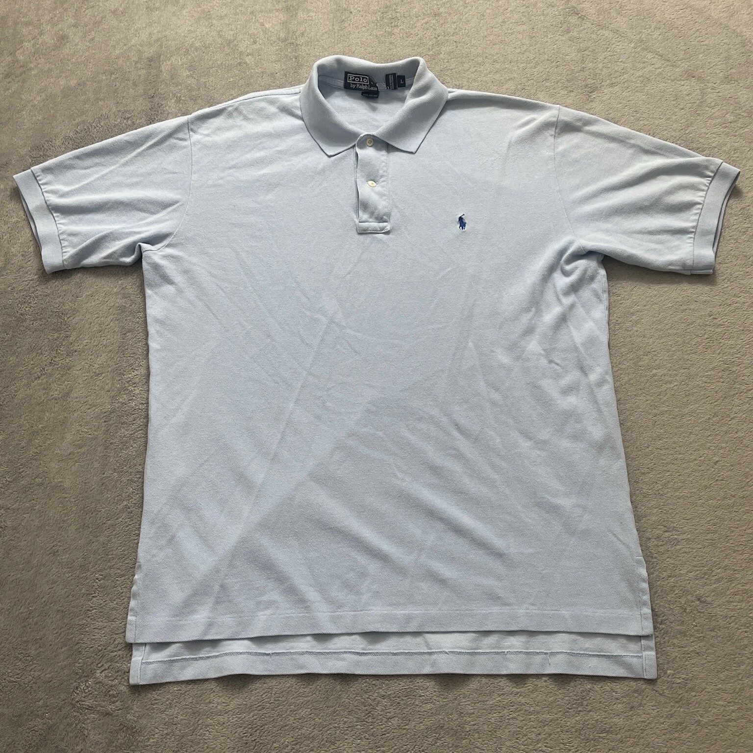Polo Ralph Lauren camicia uomo taglia grande blu pony manica corta golf cotone