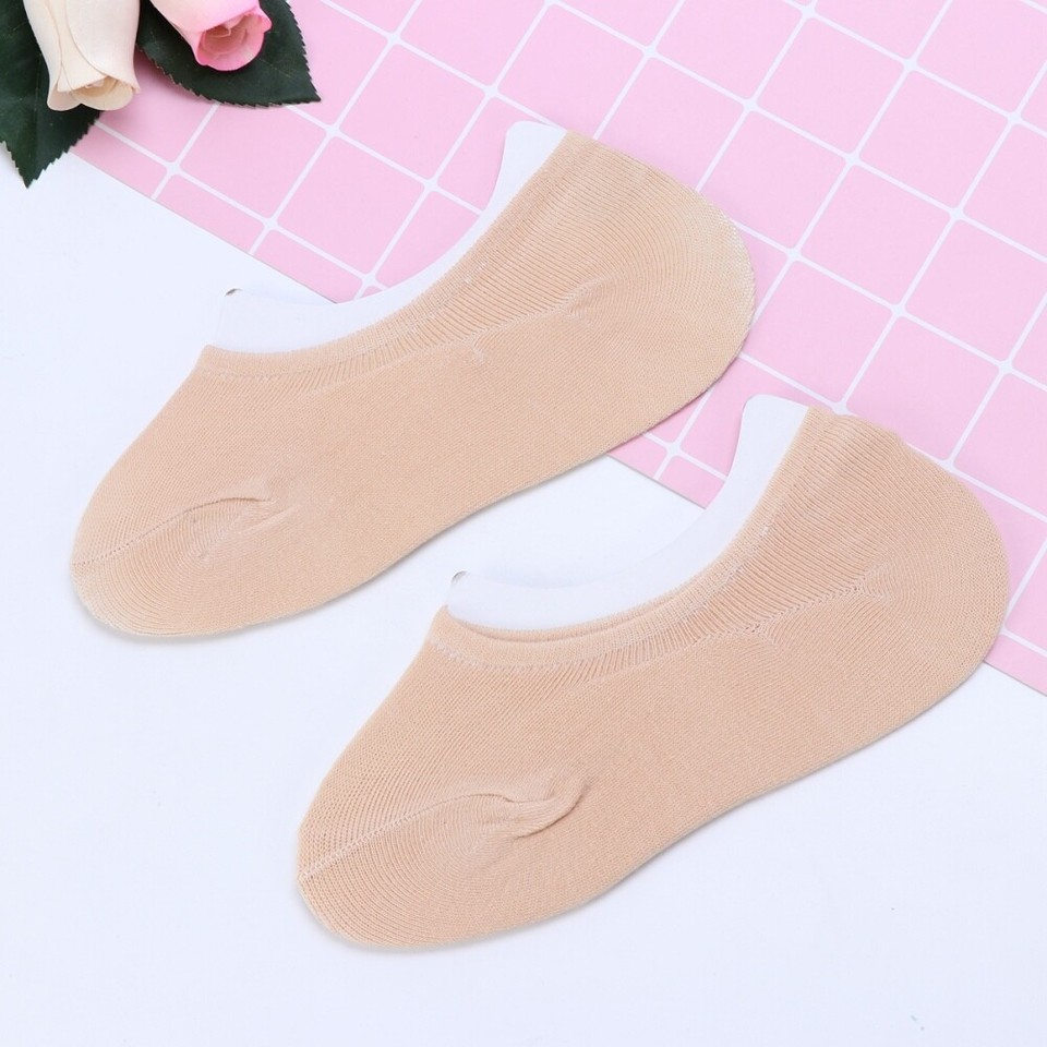 6 Pair Women's Low Cut Cotton Socks with Silicone Back No Show