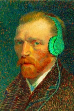 Vincent van Gogh Headphones Self Portrait Funny Poster 12x18 Poster 12x18
