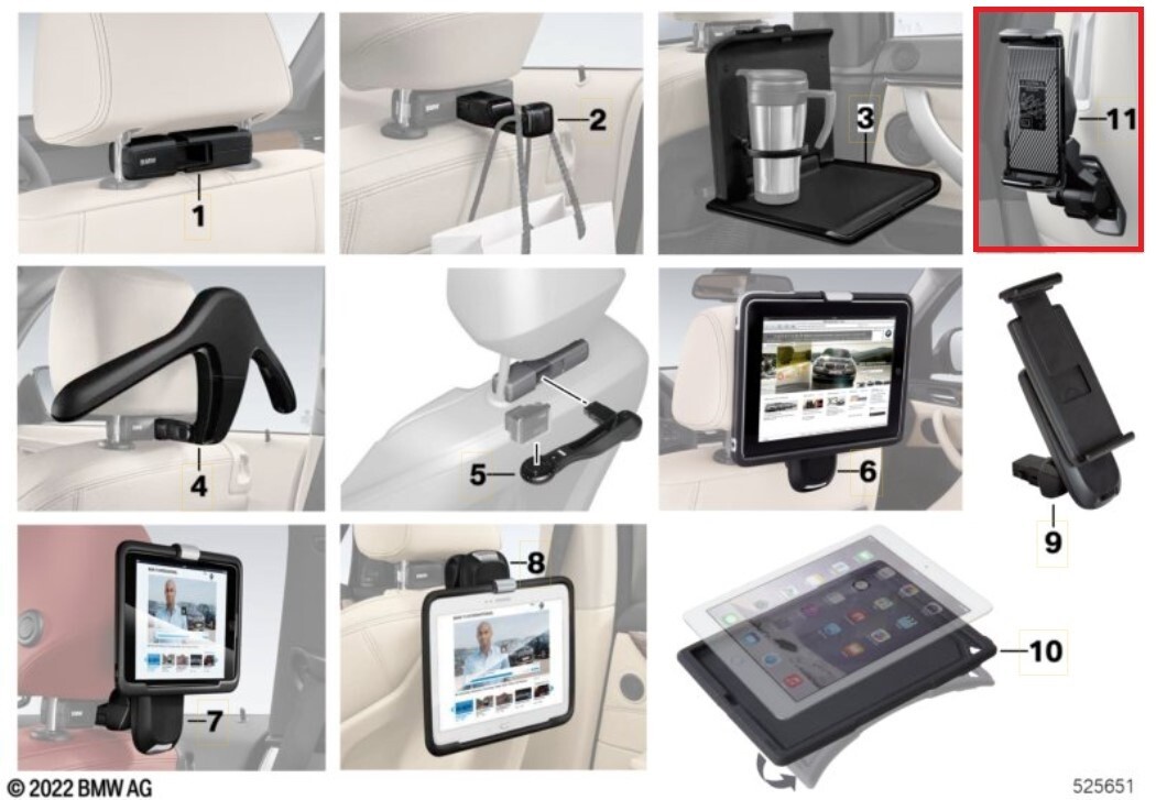 BMW Genuine Universal TABLET HOLDER PRO Samsung Apple up to 10 