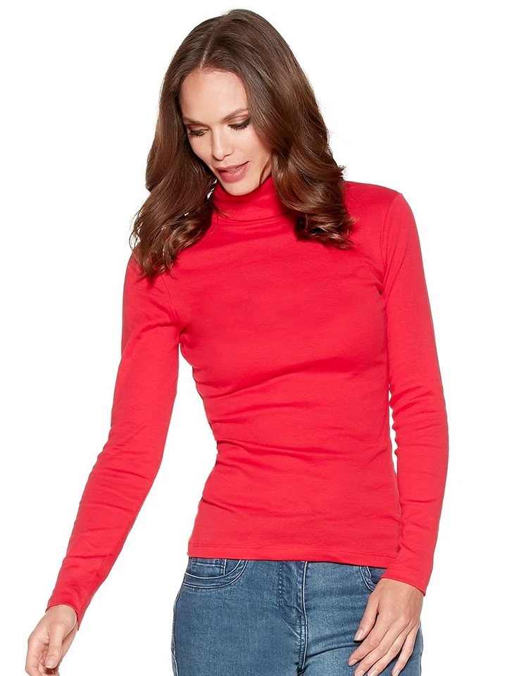 LADIES LONG SLEEVE ROLL NECK COTTON   QUALITY STRETCH TOPS 6" NECK(2217) - Image 2 of 4