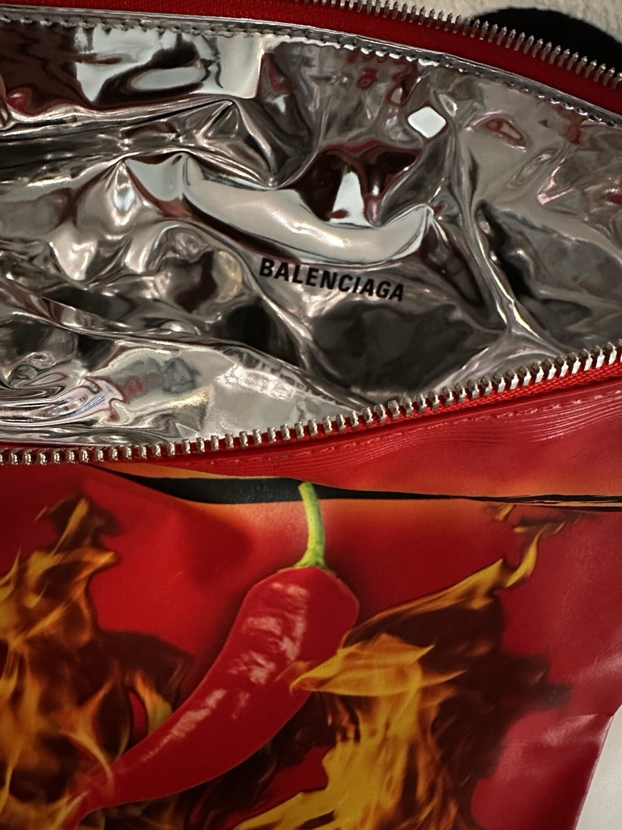 25SS new/BALENCIAGA チップスクラッチ Bag Red NEW Authentic Balenciaga Red Chips Bag Clutch Spicy Chili