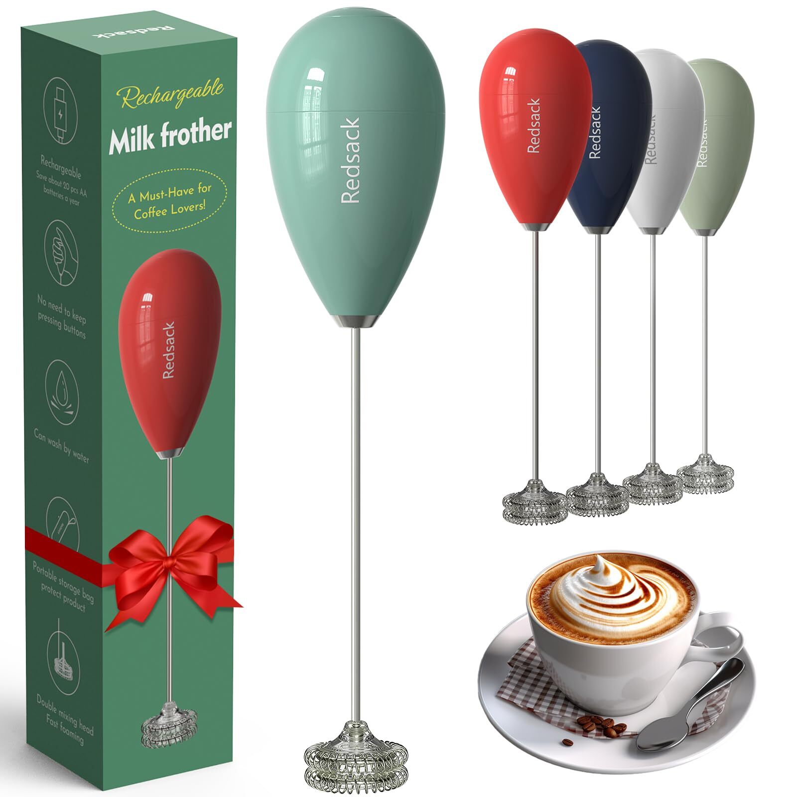 Handheld USB Rechargeable Milk Frother Milk Foamer Maker With Wall Mounted St...