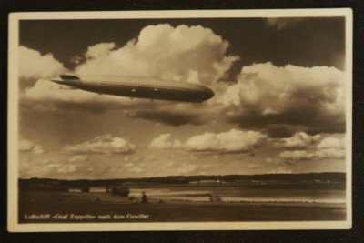 Graf Zeppelin After The Thunderstorm German Ulrich Postcard Blimp Airship RPPC