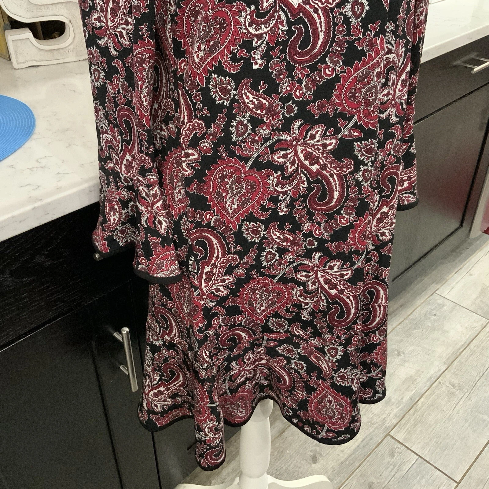 Abito Michael Michael Kors taglia grande stampa floreale pop paisley manica a campana nuovo