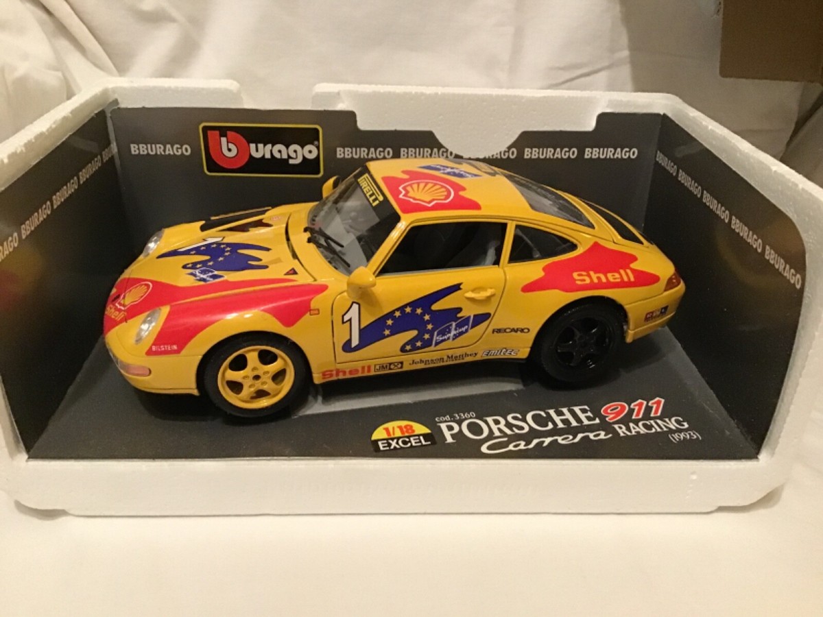 Burago PORSCHE 911 Carrera Racing 1/18 EXCEL 1993 Yellow #1Car Die