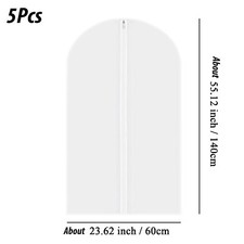 5Pcs Garment Bag Travel Suit Dress Storage Clear Cover Full Zipper Coat Carrier