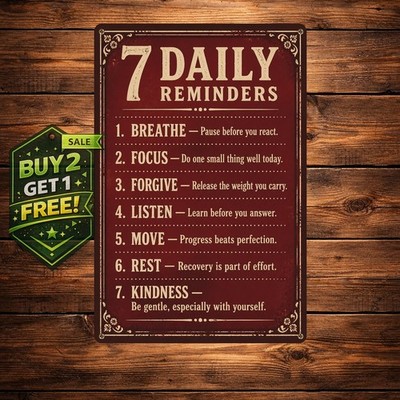 Rules For Life Inspirational Sign Positive Growth Metal Tin Plaque
