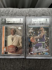 Graded HOF 1996 Ray Allen Rookie Cards Upper Deck #69 9 & Fleer Ultra #60 8