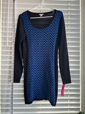 xhilaration dress Black, Royal Blue Chevrons long sleeve sweater