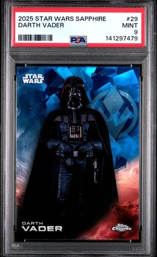 2025 TOPPS STAR WARS CHROME  SAPPHIRE DARTH VADER #29 PSA 9