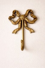 Gold Brass Color Ornate Metal Bow Shaped Wall Hook Decorative Vintage Design