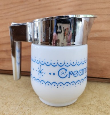GEMCO USA Milk Glass Snowflake Garland Creamer Pitcher, Corelle Coordinates