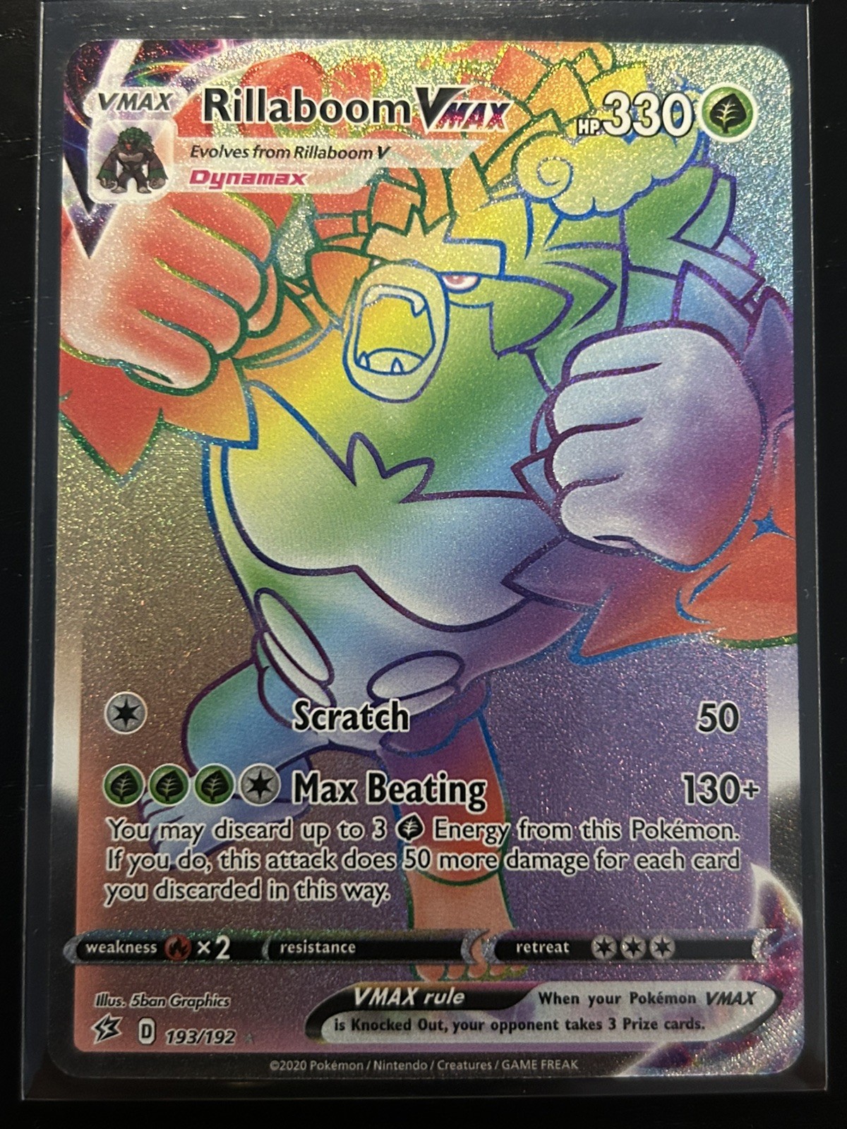 Rillaboom VMAX (Secret) 193/192 Swsh02: Rebel Clash Holo Pokemon Near Mint NM