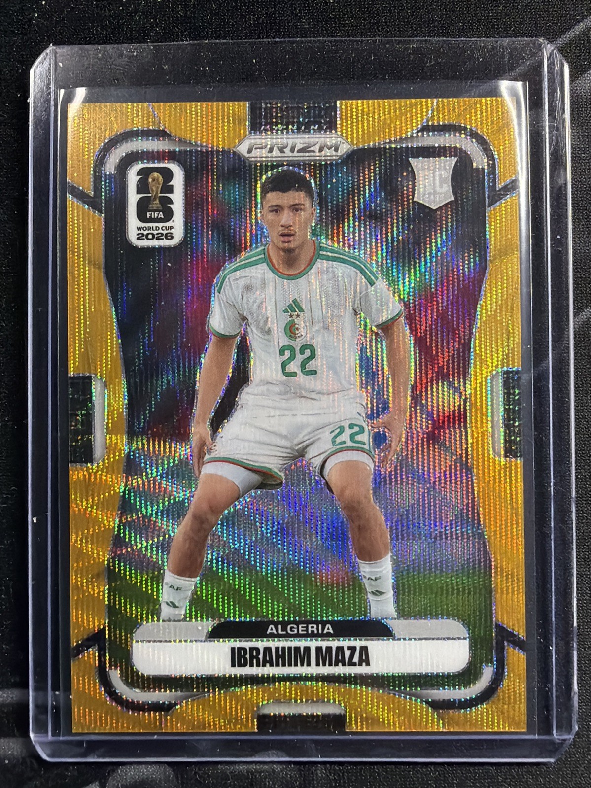 2026 Prizm FIFA World Cup Ibrahim Maza RC Gold Wave 02/10 Algeria RC view 1