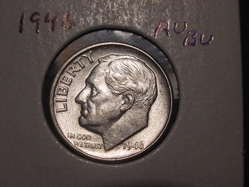 1946 ROOSEVELT DIME AU BU NICE ORIGINAL COIN FREE SHIPPING
