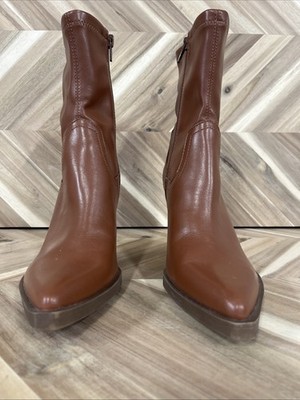 Ophelia Roe Women's SZ 6.5 M Brown Wyatt Cognac Healed Zipper Fashion Boots