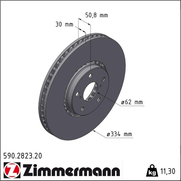 Zimmermann 590.2823.20 Bremsscheibe FüR Lexus GS IS C IS RC S19 L1 GSE2 E3 C1-image