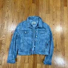 American Eagle Outfitters Denim Jacket Palm Leaf Print Blue Size XL
