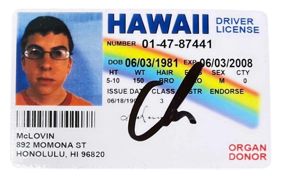Christopher Mintz-Plasse Signed Autographed Superbad McLovin ID