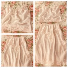 Vintage Barbizon Intimate Silky Camisole  Slip Pink w Lace  Embroidery Sz M