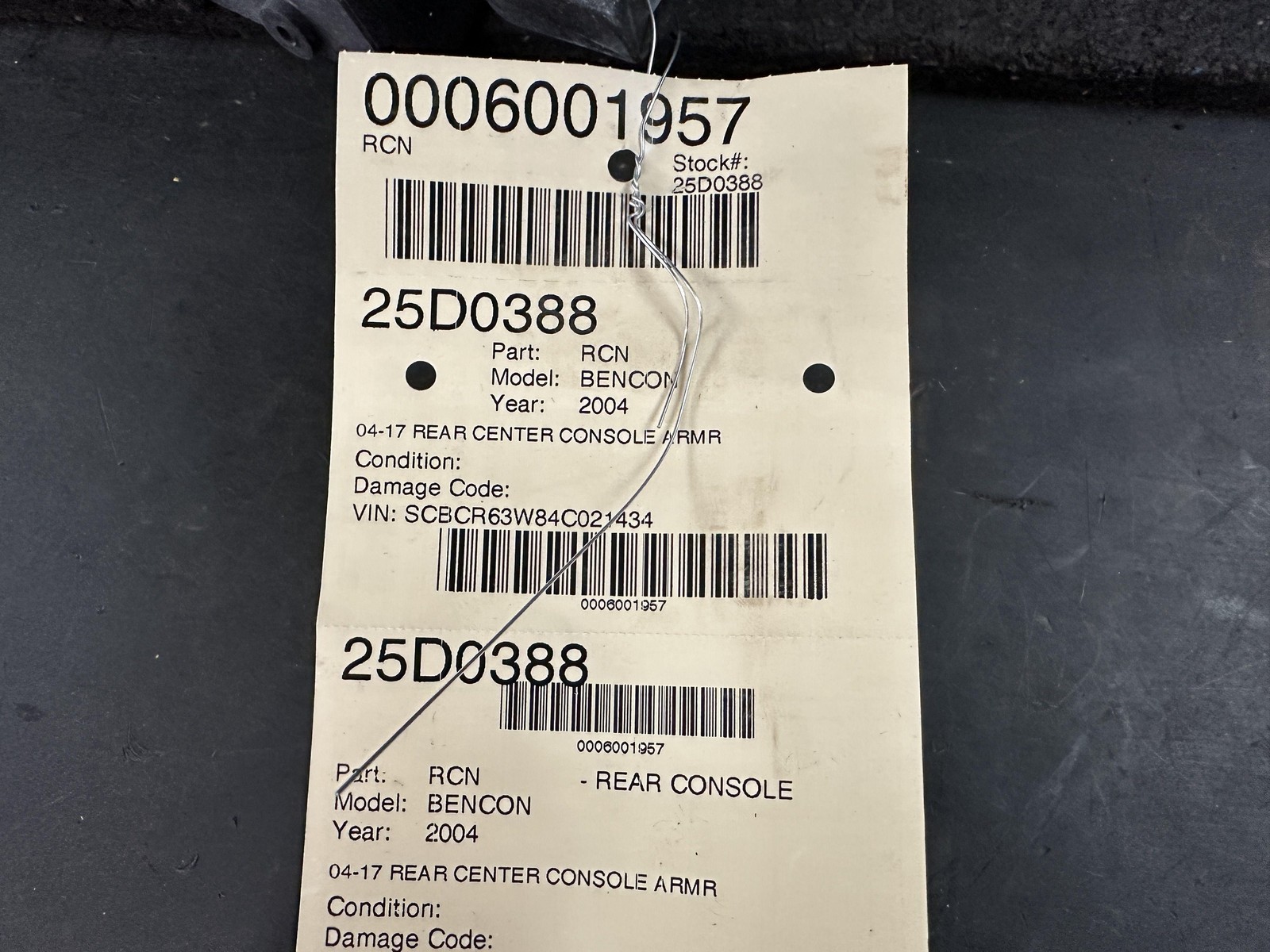 04-17 BENTLEY CONTINENTAL REAR CENTER CONSOLE ARMREST WOOD GRAIN 3W0885961C