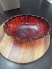 Vintage Indiana Carnival Glass Footed Fruit Bowl Harvest Grape Red Iridescent