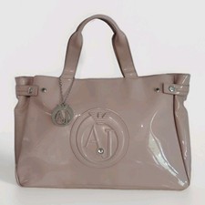 Borsa shopping Armani Jeans AJ Diamond rosa chiaro PVC logo brevettato borsetta