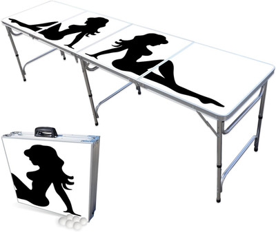 8-Foot Folding Beer Pong Table - Trucker Girl Edition (Base Model)