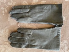 Vintage Grey Gray Leather Ladies Driving Fashion Gloves Size 7