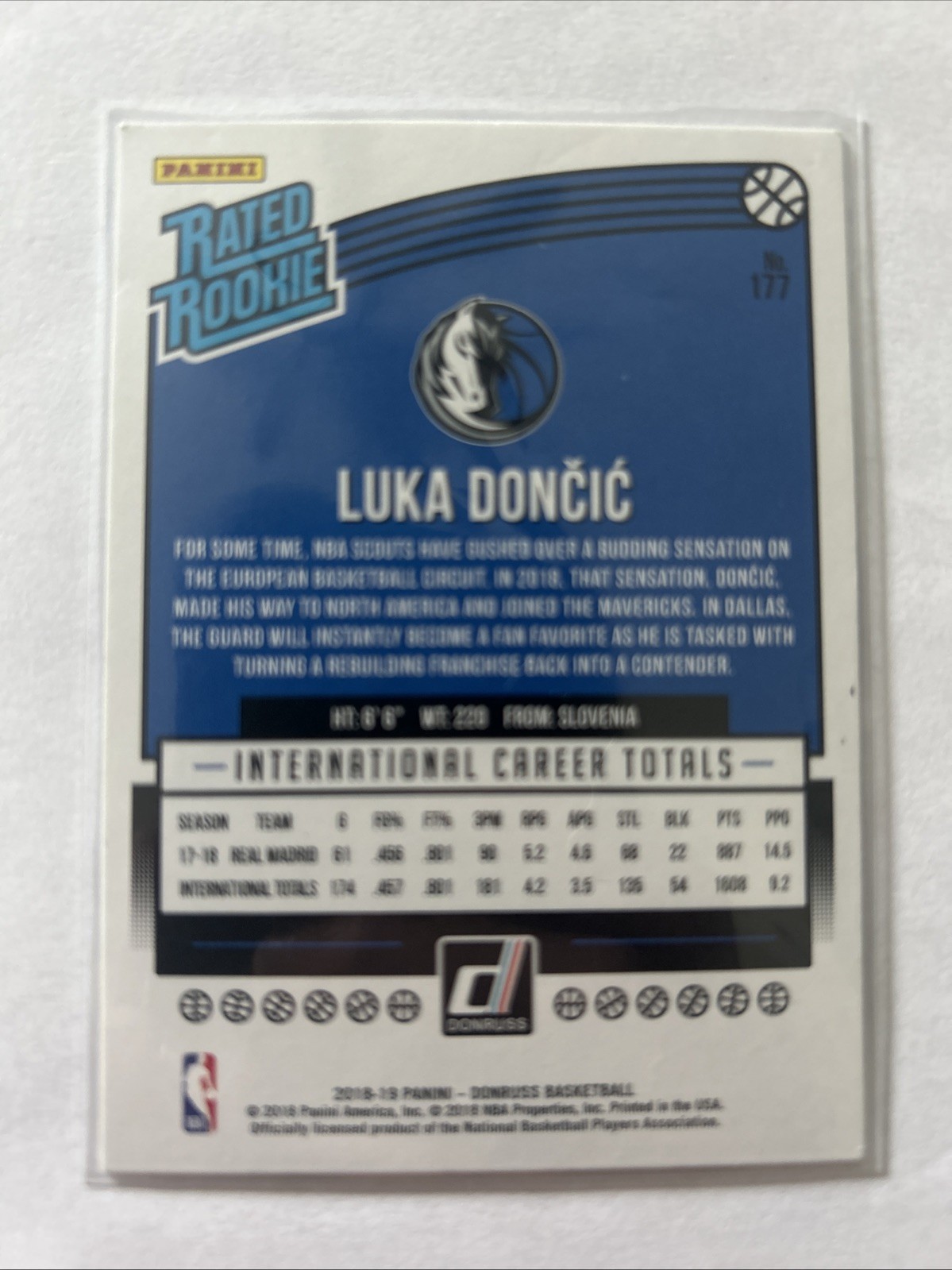 2018-19 Panini Donruss - Rated Rookies Luka Dončić #177 (RC) view 2