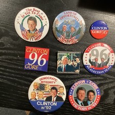 8 BILL CLINTON Al Gore 1992/96 Presidential Campaign & Inauguration Buttons