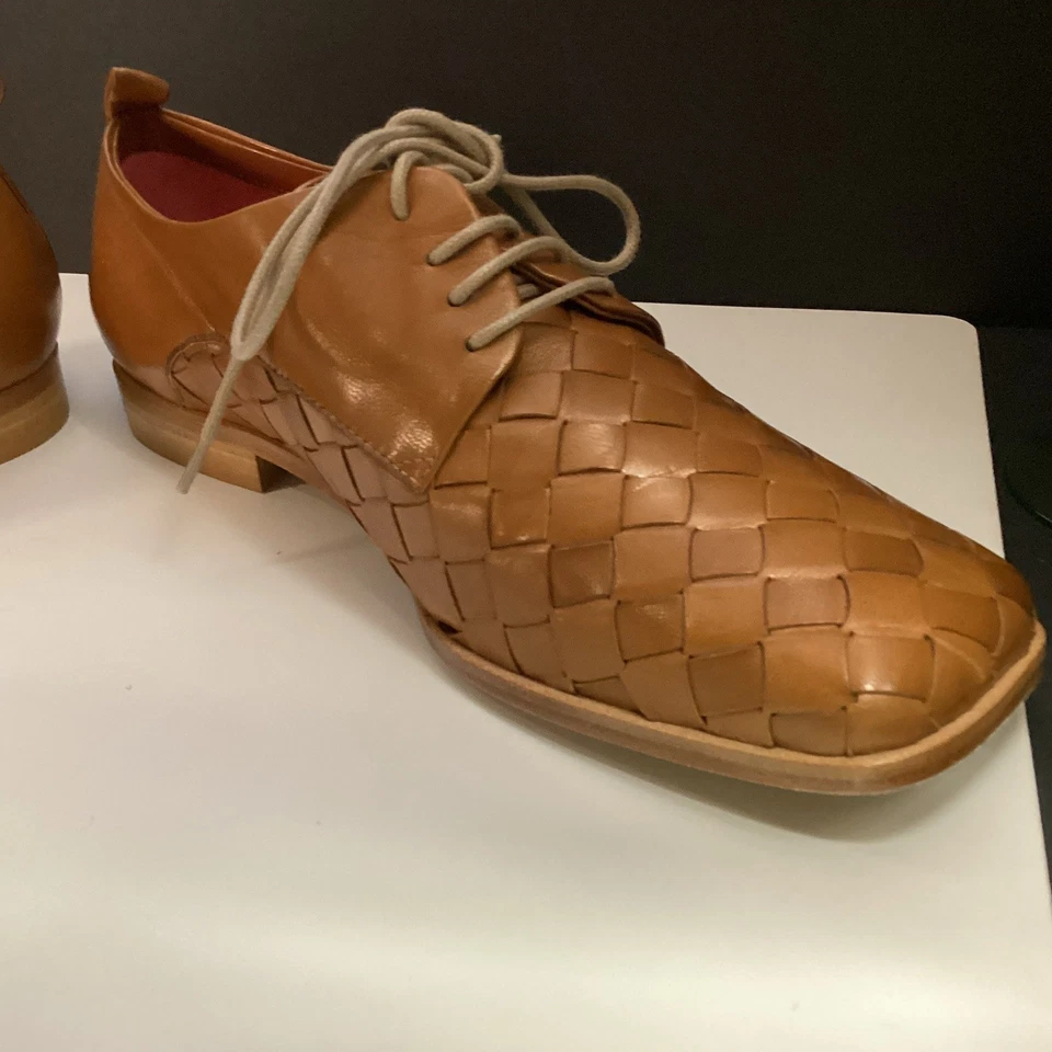 Pas De Rouge Zapatos con Cordones de Cuero Trenzado Tostado para Mujer Talla 39 (UE) Talla 8 (US) Foto 4 de 4