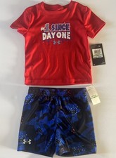 NWT Under Armour 18 Months Boys Outfit Shorts Set- Red White  Blue