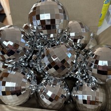 16 Total 4 Inch Hobby Lobby Disco Ball Silver Christmas Ornaments